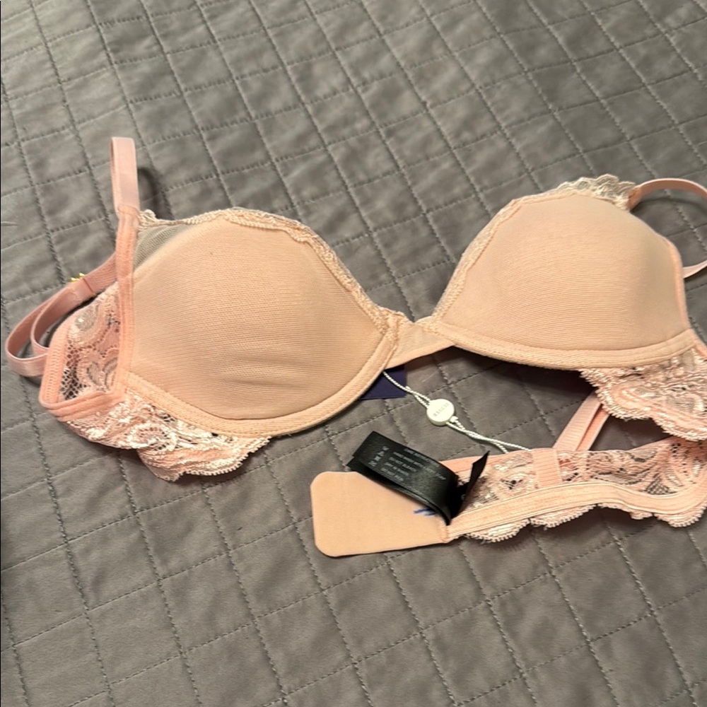 Pepper Elegant Lace Trim Bra in Blush Pink